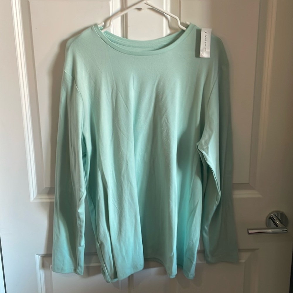 Lane Bryant - Seafoam green/light blue, long sleeve t shirt. Size 18/20. NWT